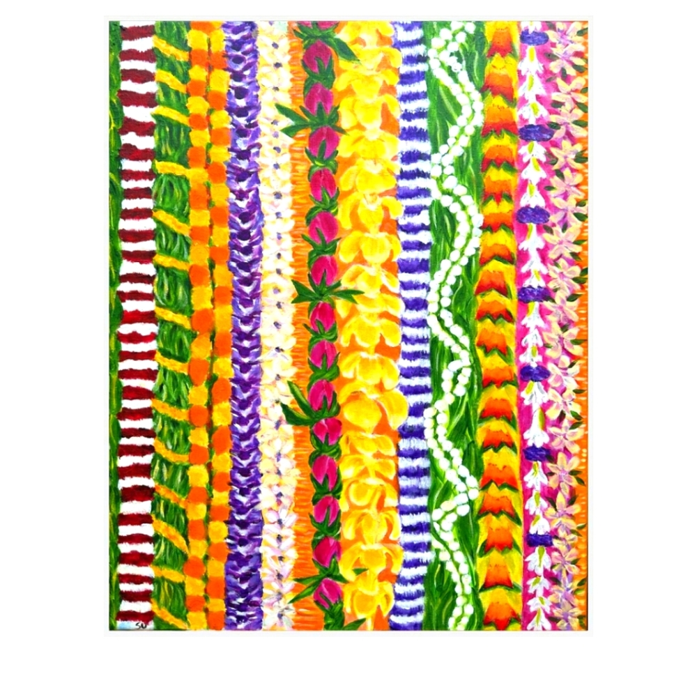 Original Art Print 8×10 Ready To Frame "Lei Day" Hawaiian Art